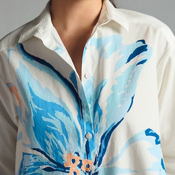 New Anthropologie Maeve Longline Buttondown Shirt dress size S NWT - Picture 4 of 5